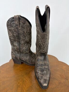 Rockin Country Brown Distressed Leather Western Cowboy Boots Size 7.5 D Men's